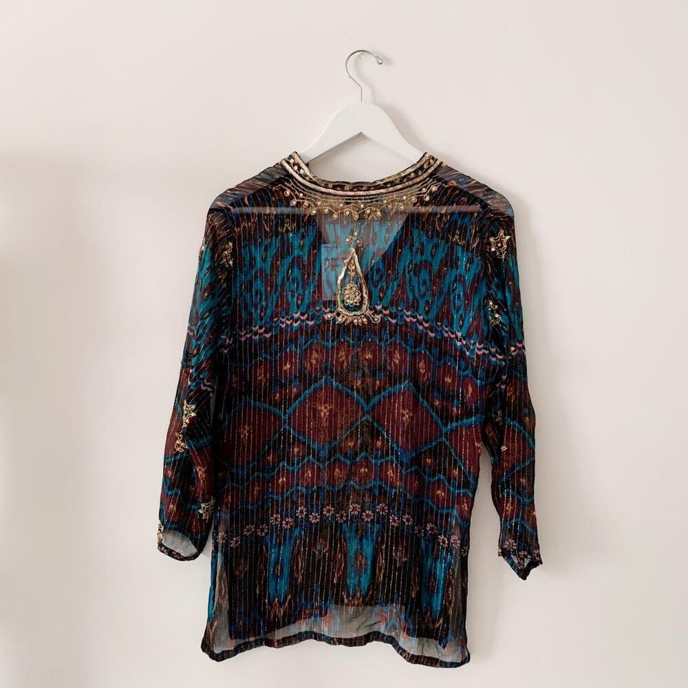 Y2K Z.B.D Design Silk Tunic - Picture 4 of 5